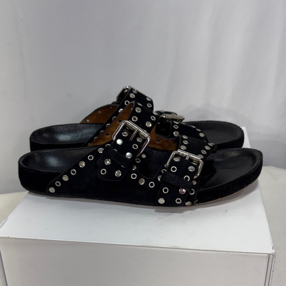 Isabel Marant Black suede Studded Sandals Lennyo: - Picture 4 of 13